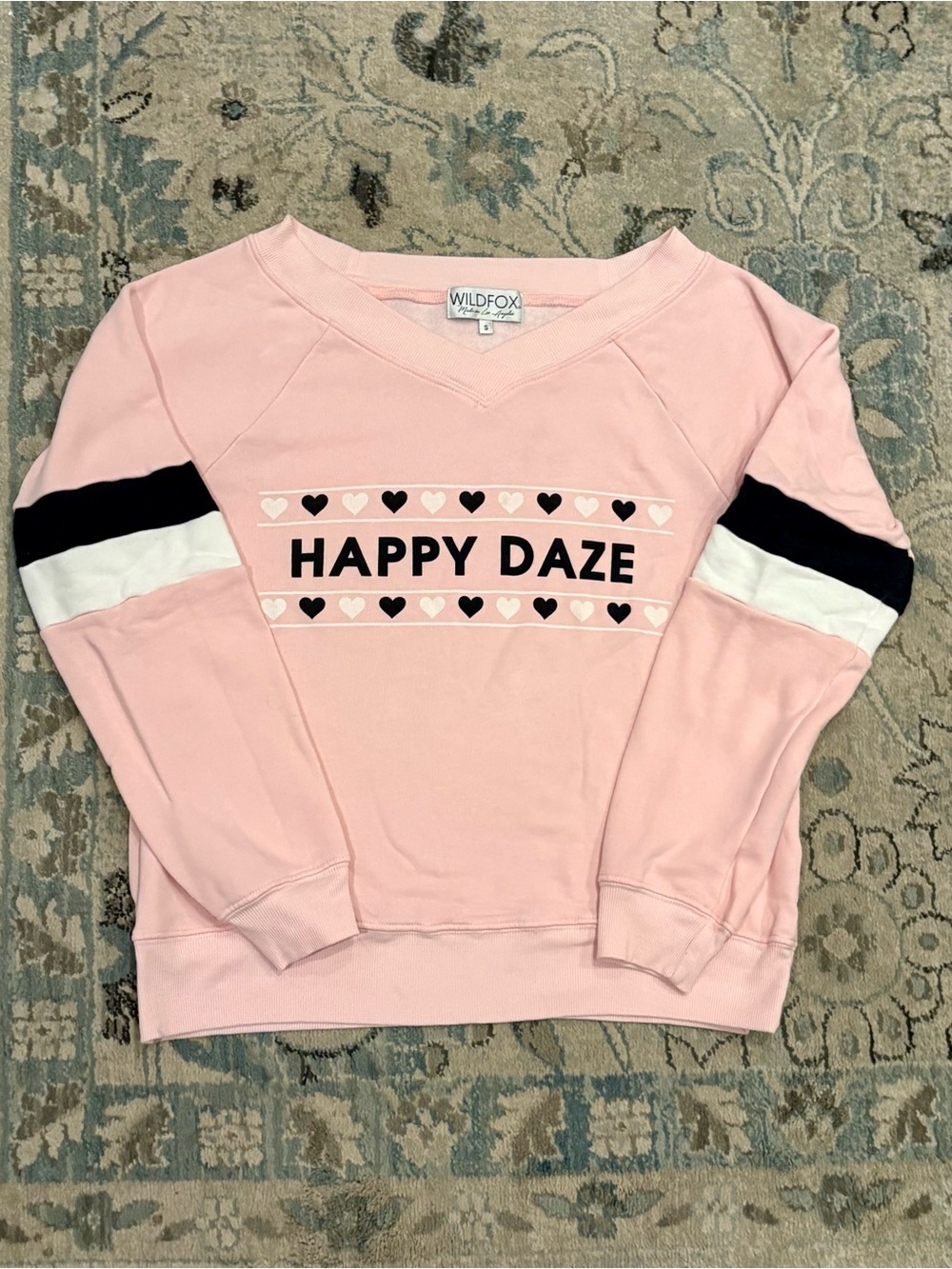 Wildfox Pink 'Happy Daze' Heart Graphic Sweatshirt